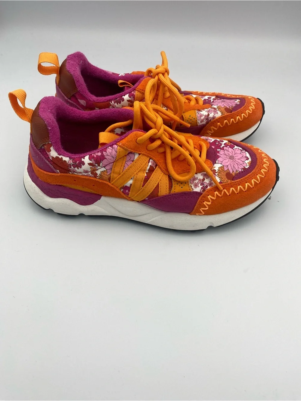 Chelsea & Violet Orange and Magenta Floral Sneakers